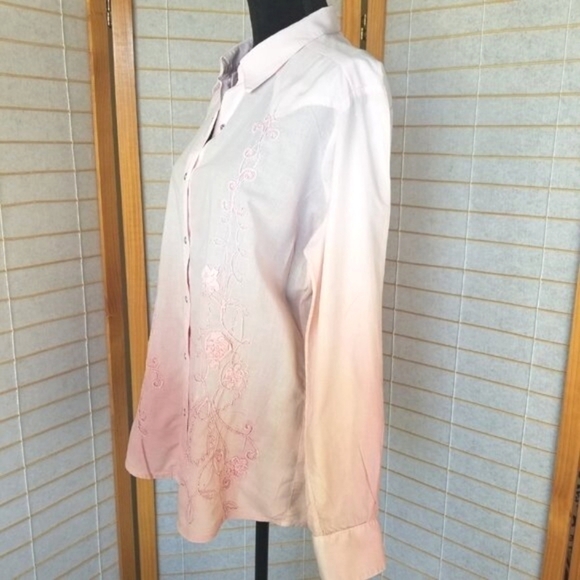 Women's Wrangler Pearl Snap Western Shirt Embroidered 100% Cotton Size Large - Picture 4 of 12